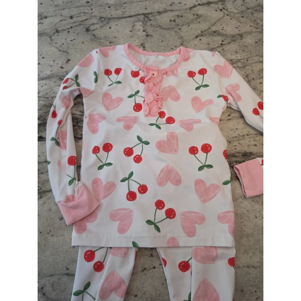 Cecil‎ & Lou cherries and heartslong sleeve pants set/pj set 3T NWOT